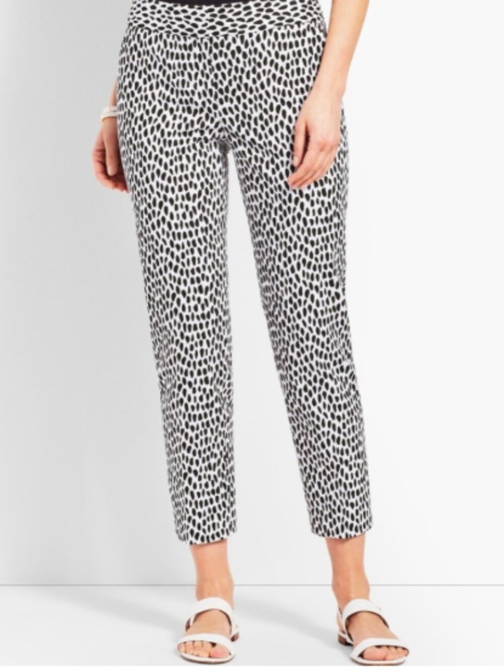 Talbots Cheetah Spot Print Slim Crop Pant Size 10